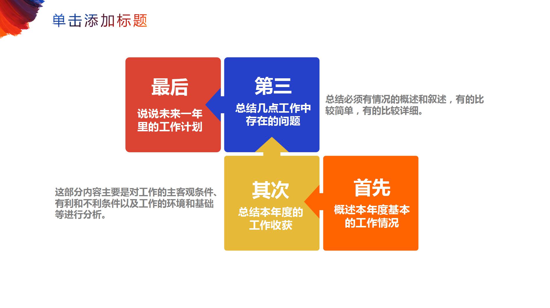 个性彩色工作总结ppt模板简单