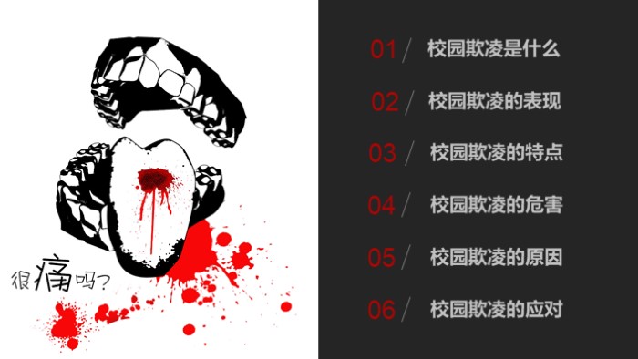 简洁大气实用校园欺凌宣传PPT模板