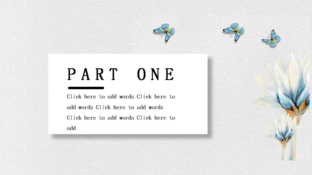 时尚简约大气水彩花卉蝴蝶设计ppt