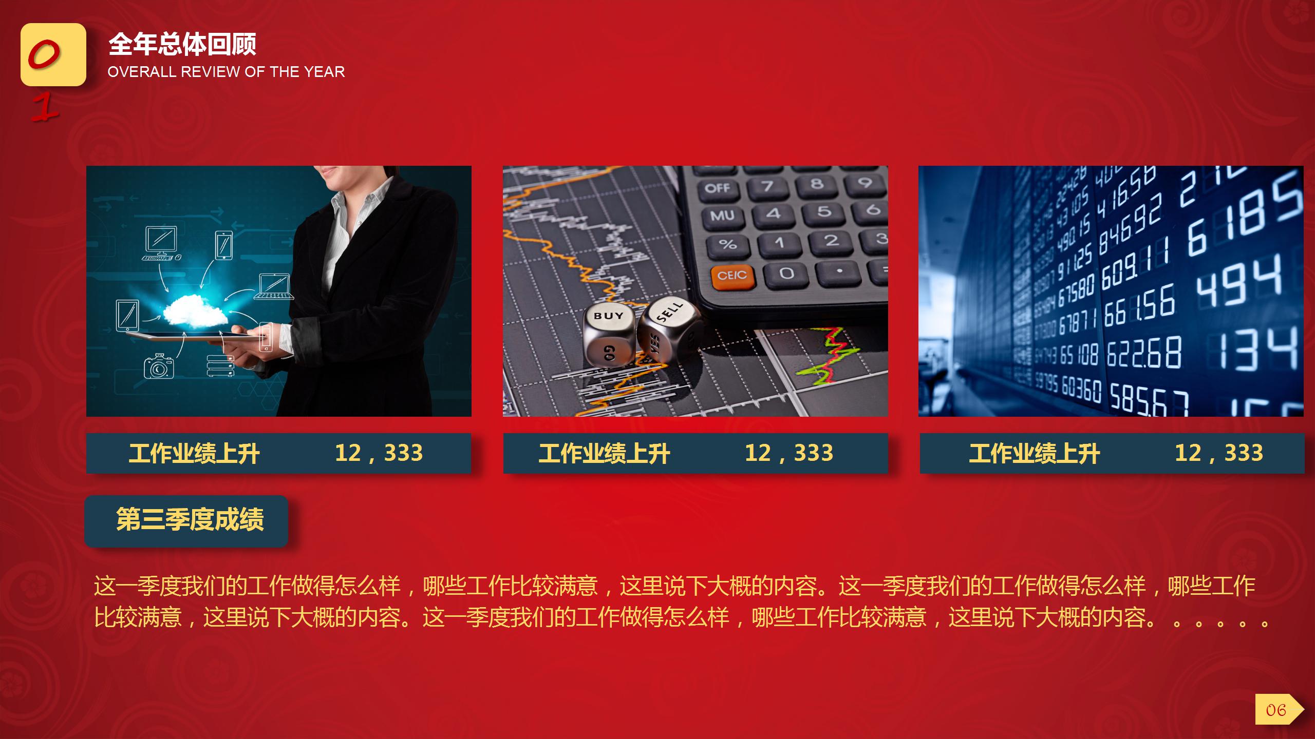 红色中国风年终述职报告ppt模板