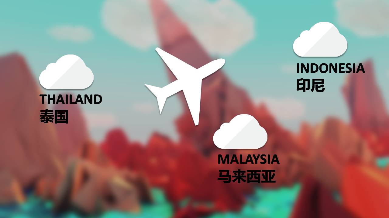 时尚简约大气东南亚国家旅游景点ppt模板