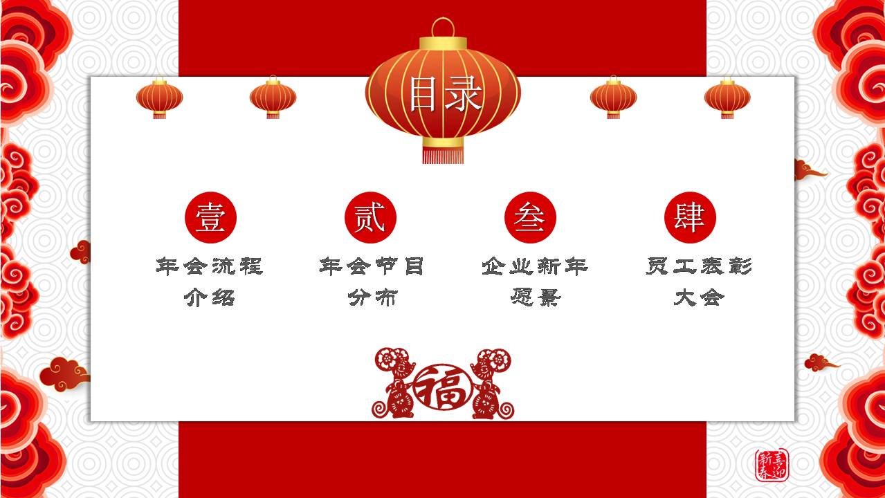 时尚喜庆大气企业新年年会ppt方案