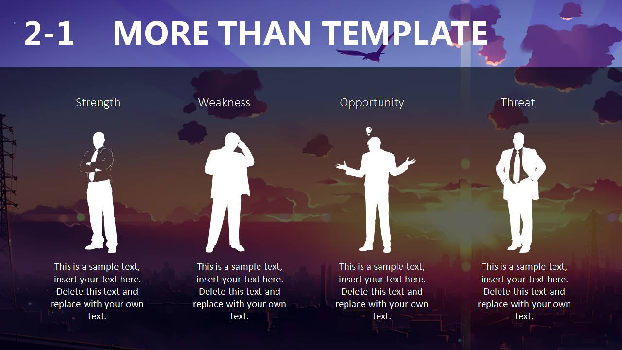 时尚简约大气黄昏风景ppt模板