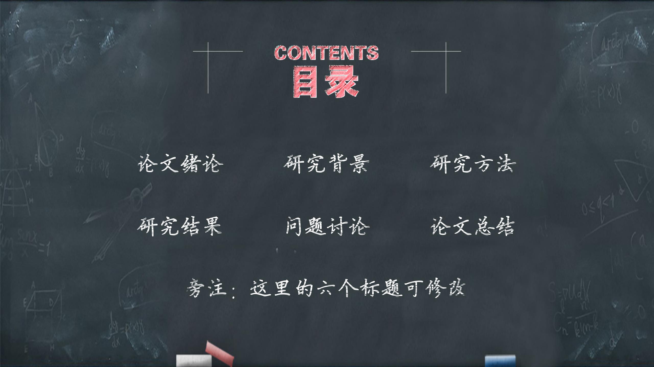 黑板背景毕业论文ppt模板