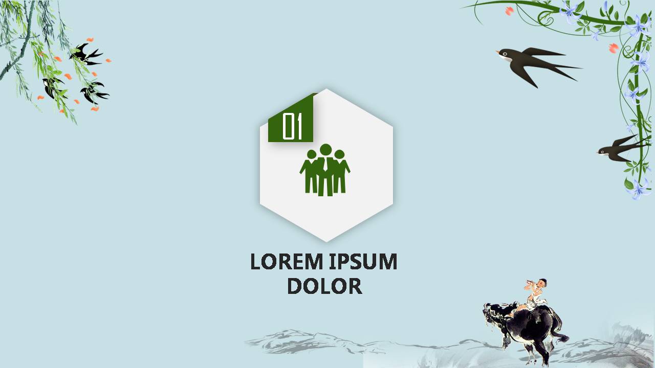 时尚简约大气小清新鸟类通用ppt模板