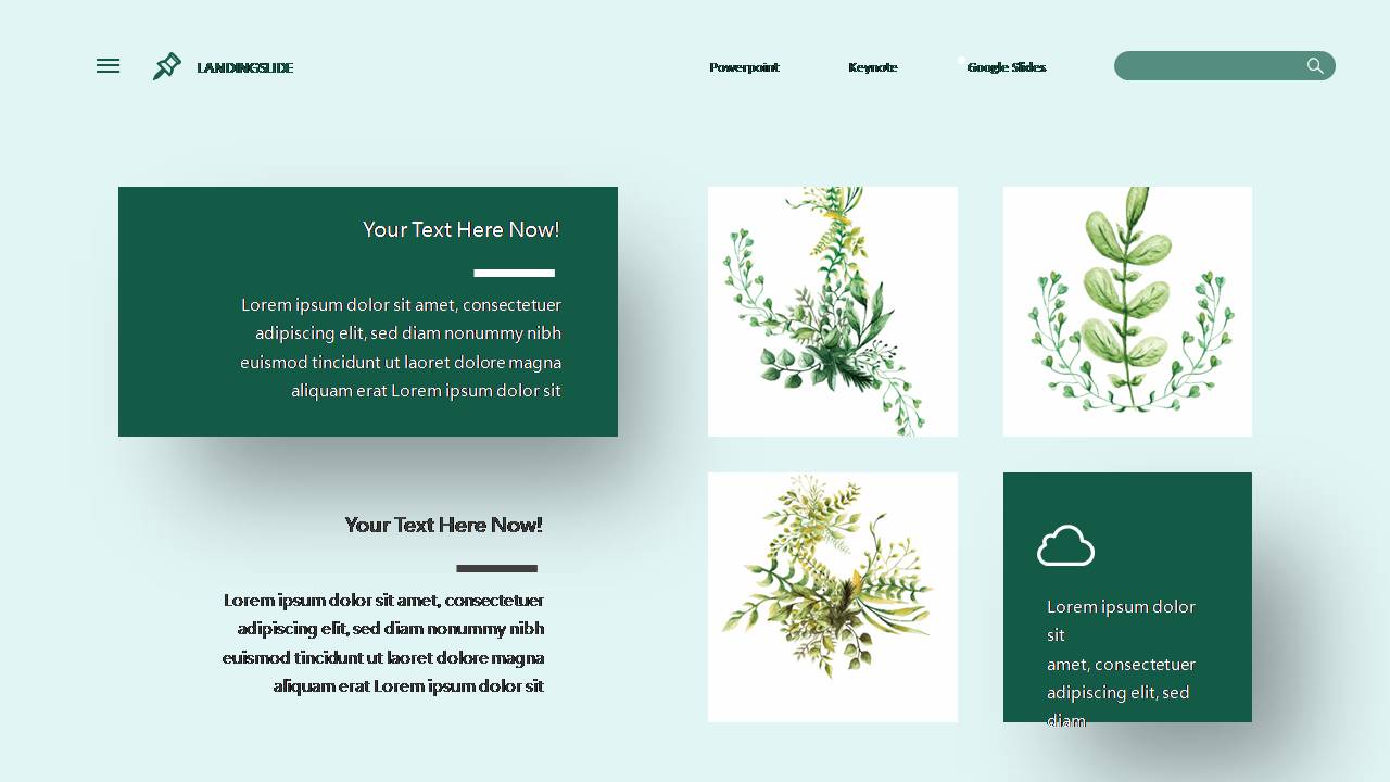 创意设计手绘绿色花鸟ppt模板