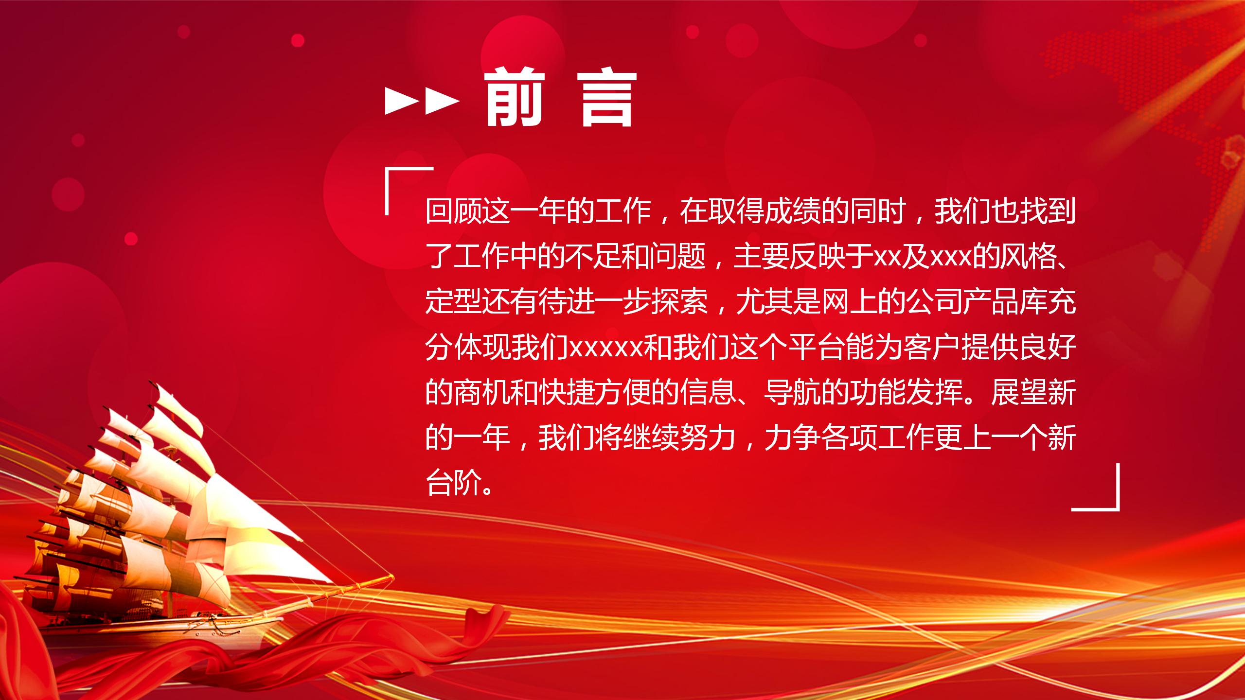 梦想起航商务工作年度述职报告ppt模板