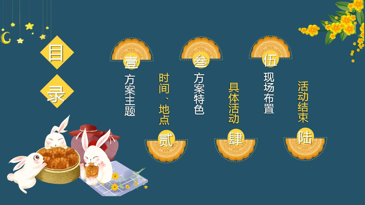 手绘可爱卡通玉兔ppt模板