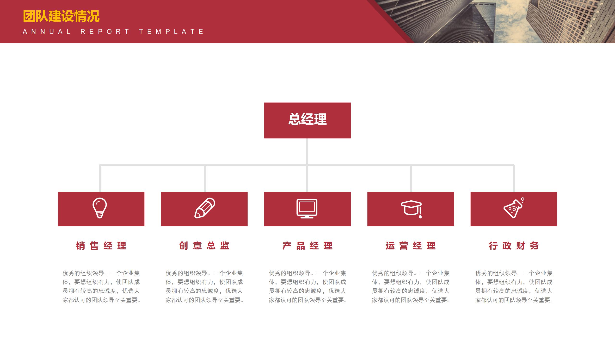 红色背景年终工作总结商务ppt模板