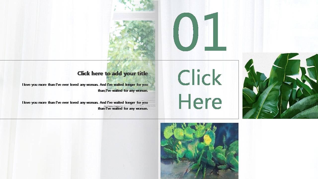 森系仙人掌水彩画相册ppt模板