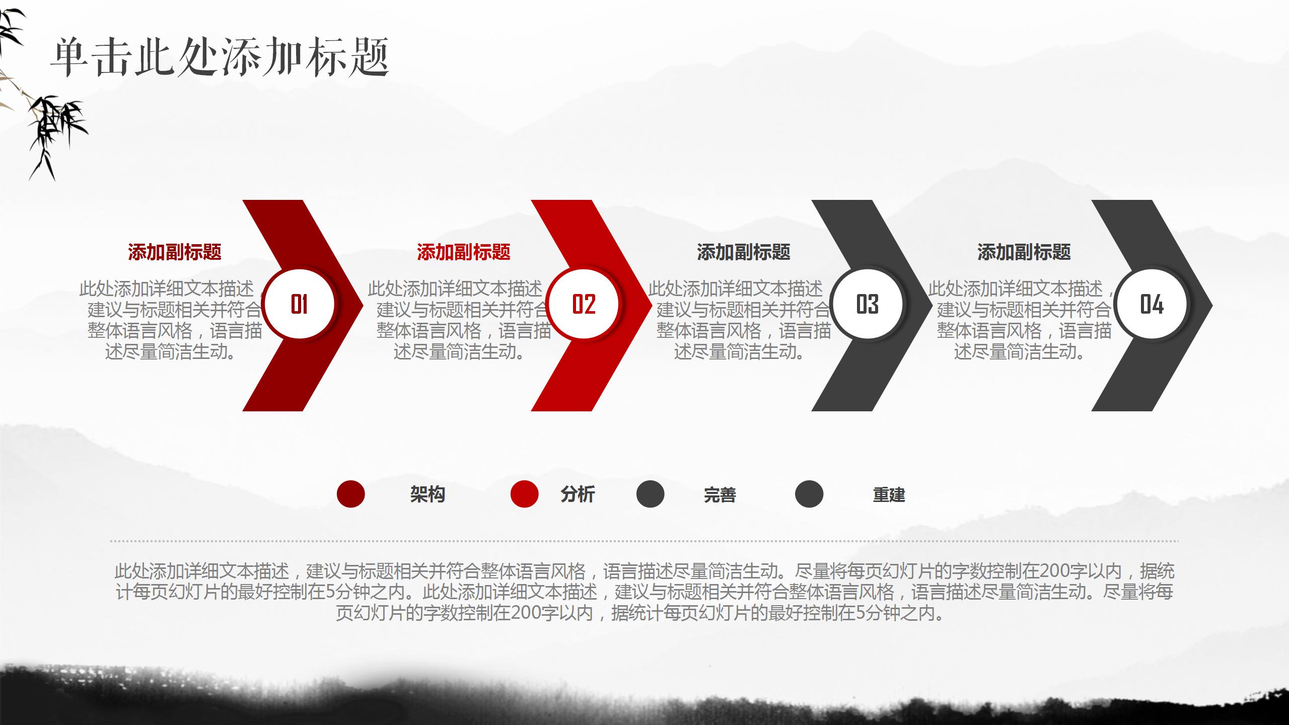 红色中国风半年工作汇报PPT模板