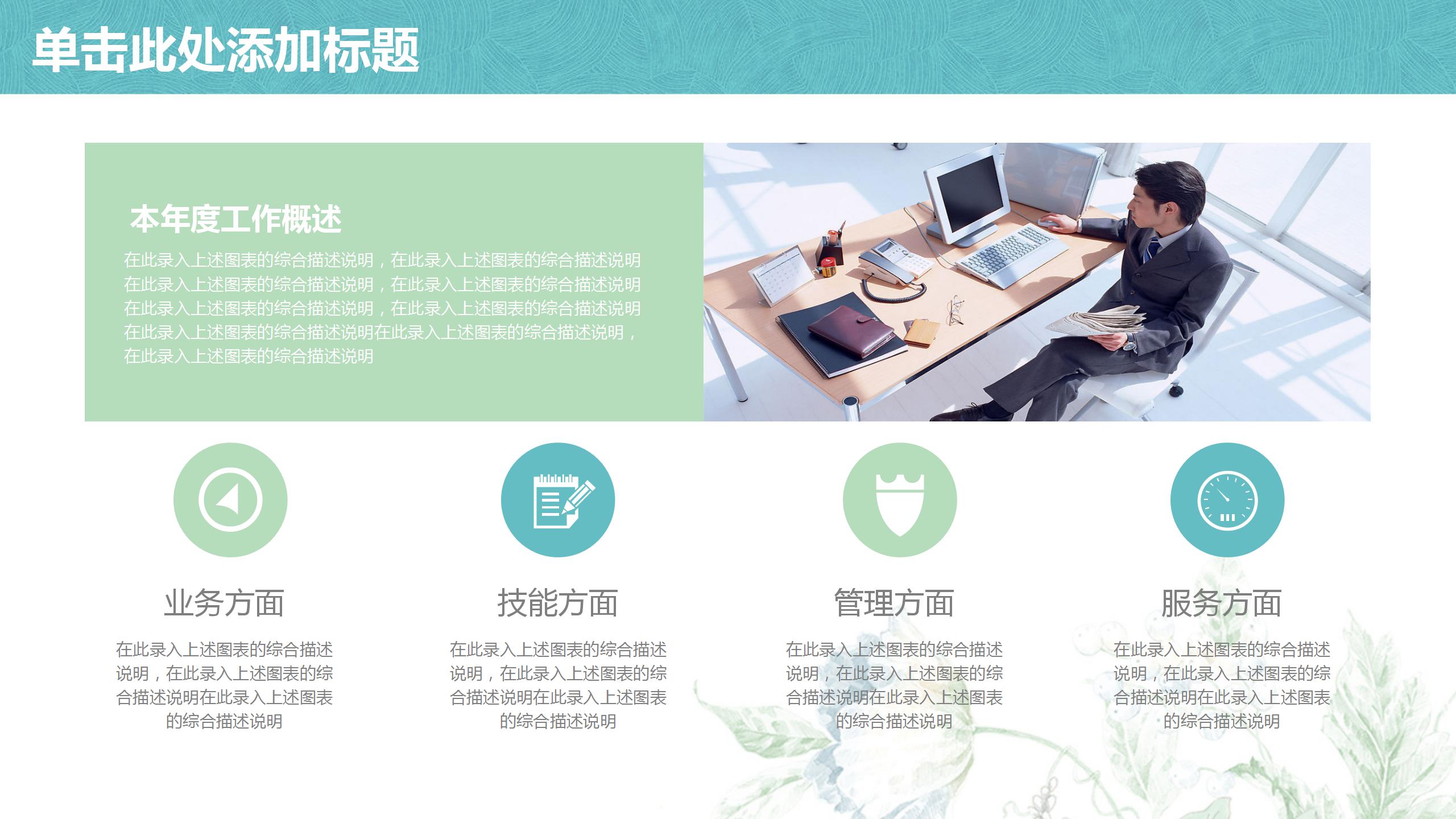 小清新手绘花朵商务PPT模板